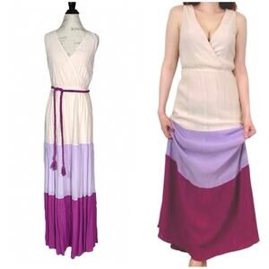 Flying Tomato | Women | Crepe Tiered Colorblock Grecian Maxi Dress | Medium